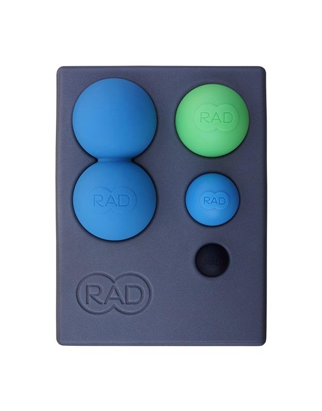 RAD Point Release Kit | Wellness + Wisdom RAD Point Release Kit with Roller, Rounds, and Block for hands free precision self myofascial release with Josh Trent Wellness and Wisdom